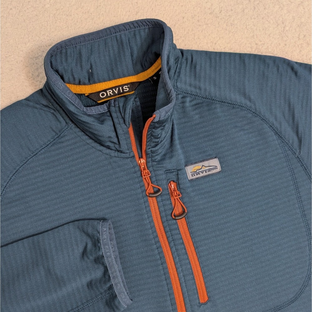 ORVIS Horseshoe Hills 1/4 Zip Fleece Men's Size Sm Bluestone Stretchy‎